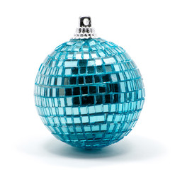 Christmas blue ball over white