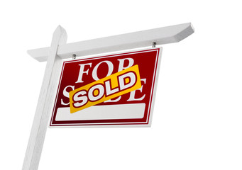 Red Sold For Sale Real Estate Sign on White
