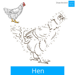 Hen bird learn to draw vector