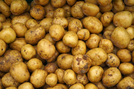 Potatoes at a vegetable market.