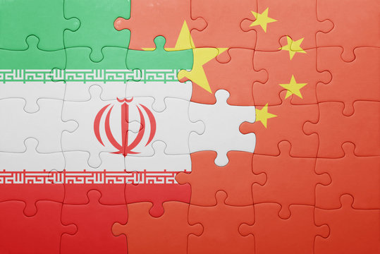 Puzzle With The National Flag Of China And Iran