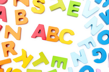ABC Spelled with colorful letter blocks