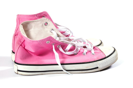 Pink canvas gym shoes