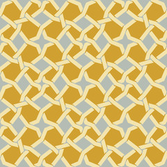 Vector Seamless Islamic Star Line in Yellow And Blue Geometric Pattern