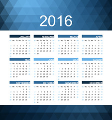 blue calendar 2016