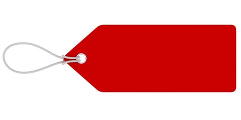 Blank Red Price Tag Isolated on White - obrazy, fototapety, plakaty