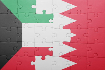 puzzle with the national flag of bahrain and kuwait