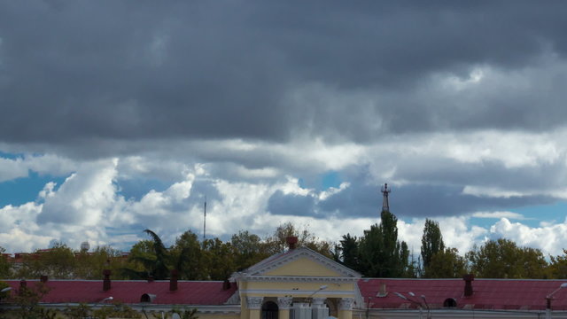 Timelapse beautiful buildings and sunny day