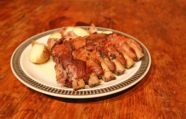 baby back ribs and potatoes