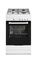 White kitchen stove isolated on white background with clipping path.