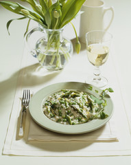 Pea asparagus risotto