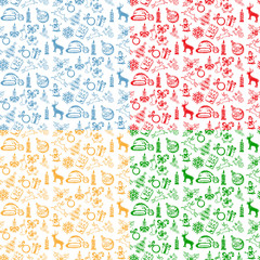 Seamless background with colorful Christmas sketches