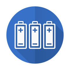 battery blue flat desgn icon with shadow on white background