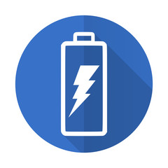 battery blue flat desgn icon with shadow on white background
