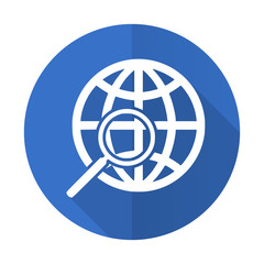 search blue flat desgn icon with shadow on white background