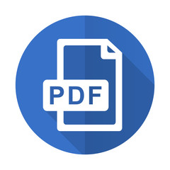 Fototapeta premium pdf file blue flat desgn icon with shadow on white background