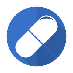 drugs blue flat desgn icon with shadow on white background