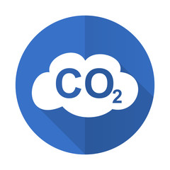 carbon dioxide blue flat desgn icon with shadow on white background