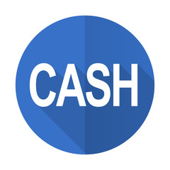 cash blue flat desgn icon with shadow on white background