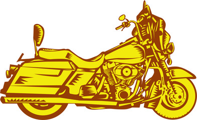 Motorcycle Motorbike Woodcut