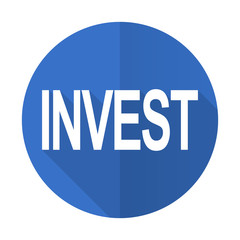 nvest blue flat desgn icon with shadow on white background