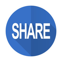 share blue flat desgn icon with shadow on white background
