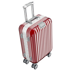 Red luggage on wheels