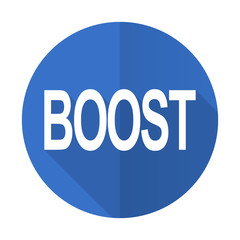 boost blue flat desgn icon with shadow on white background