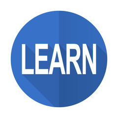 learn blue flat desgn icon with shadow on white background