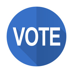 vote blue flat desgn icon with shadow on white background