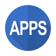 apps blue flat desgn icon with shadow on white background