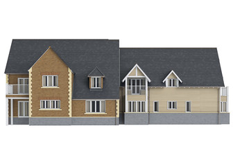 House mansion wooden facade, front view