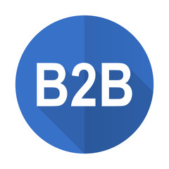 b2b blue flat desgn icon with shadow on white background