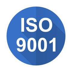 iso 9001 blue flat desgn icon with shadow on white background