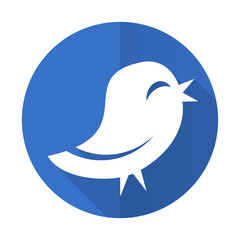 twitter blue flat desgn icon with shadow on white background