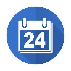 calendar blue flat desgn icon with shadow on white background