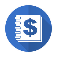 money blue flat desgn icon with shadow on white background