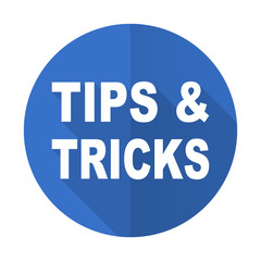 tips tricks blue flat desgn icon with shadow on white background