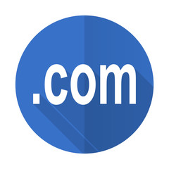 com blue flat desgn icon with shadow on white background