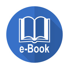 book blue flat desgn icon with shadow on white background