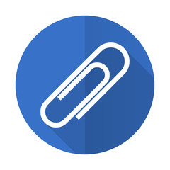 paperclip blue flat desgn icon with shadow on white background