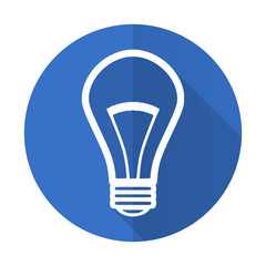 Obraz premium bulb blue flat desgn icon with shadow on white background