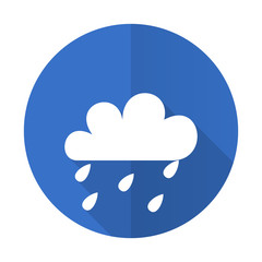 rain blue flat desgn icon with shadow on white background