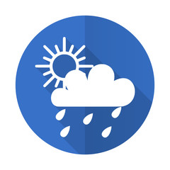 rain blue flat desgn icon with shadow on white background