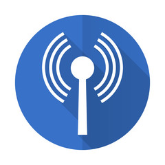 wifi blue flat desgn icon with shadow on white background