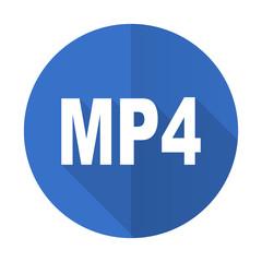 mp4 blue flat desgn icon with shadow on white background