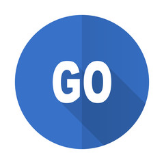 go blue flat desgn icon with shadow on white background