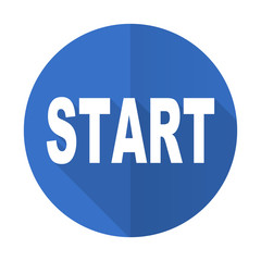 start blue flat desgn icon with shadow on white background