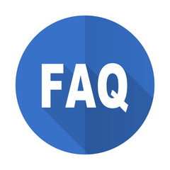 faq blue flat desgn icon with shadow on white background