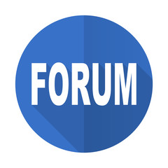 forum blue flat desgn icon with shadow on white background